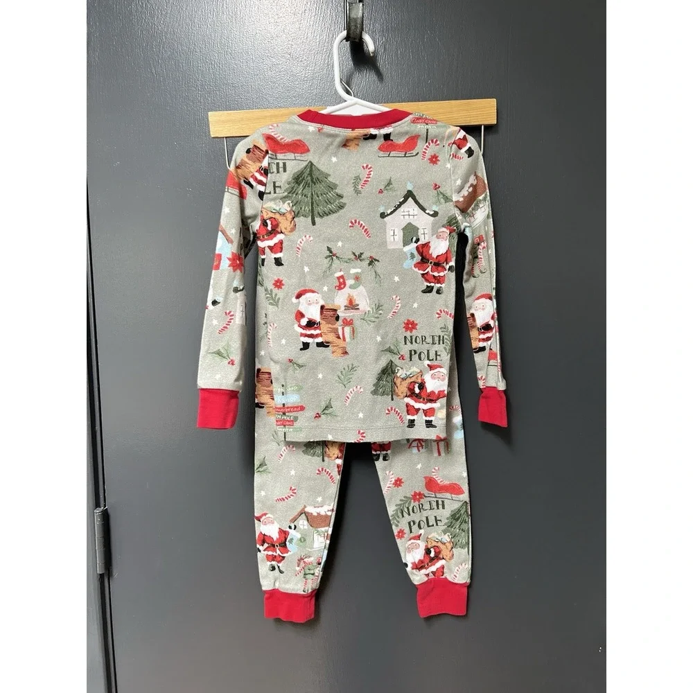 Pottery Barn Kids Santa Christmas Fitted Pajama Set Boy Girl Size 4 PJs Pajamas